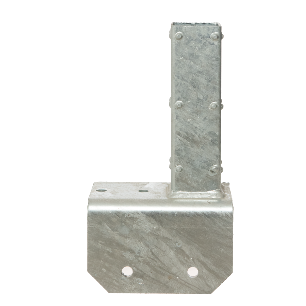 Winkelfußplatte einseitig versetzt rechts für Türpfosten 120mm x 128mm x 200m