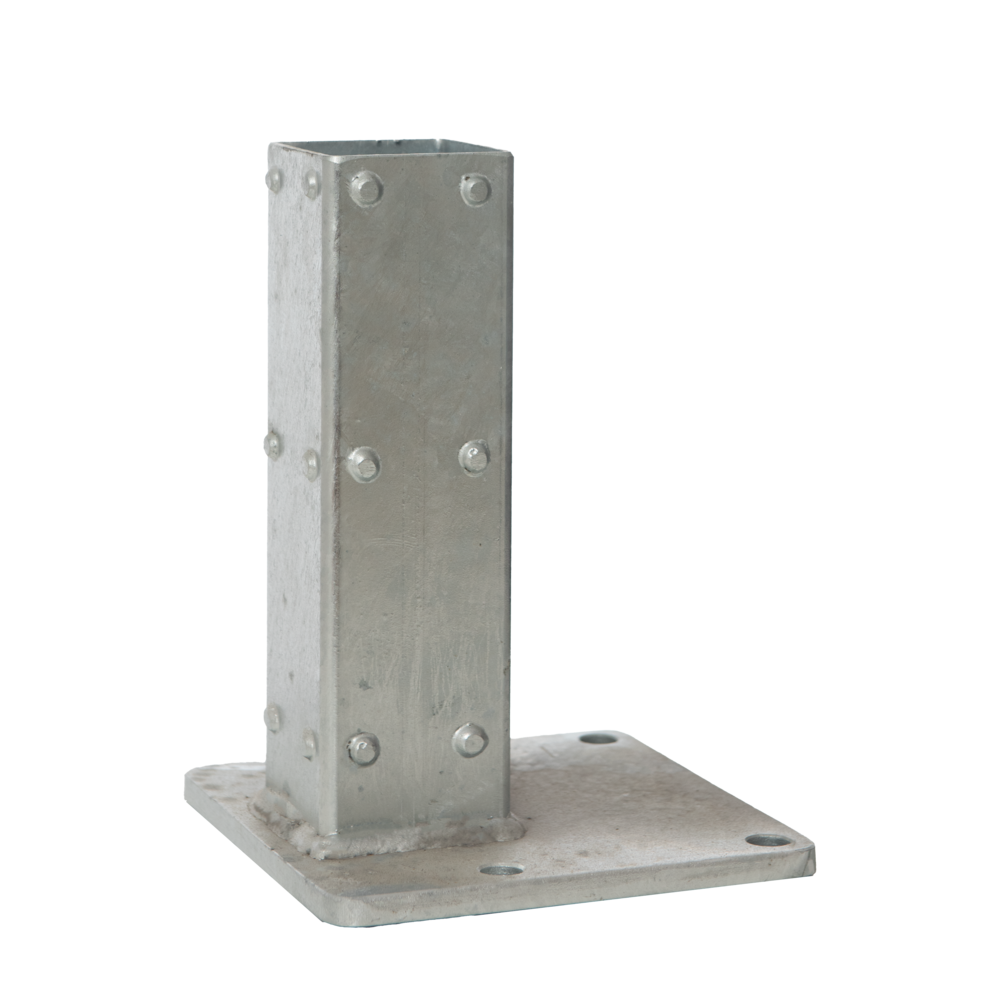 Fußplatte einseitig versetzt für Türpfosten 180mm x 180mm