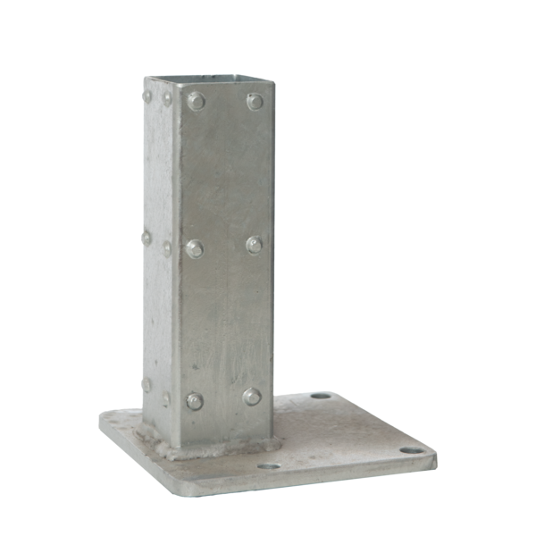 Fußplatte einseitig versetzt für Türpfosten 180mm x 180mm