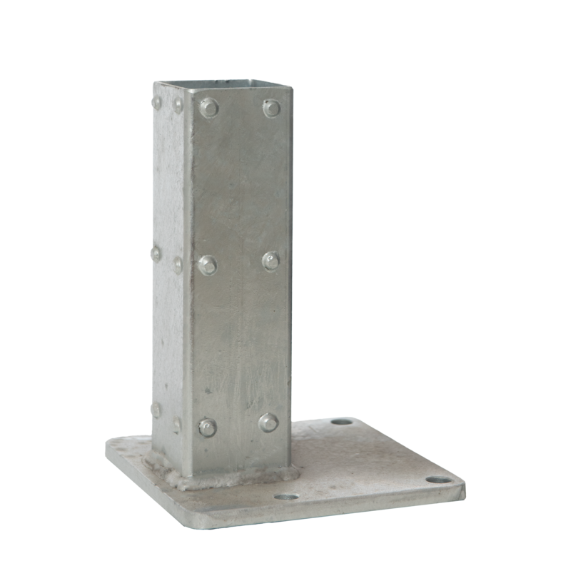 Fußplatte einseitig versetzt für Türpfosten 180mm x 180mm