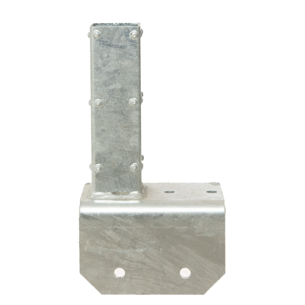 Winkelfußplatte einseitig versetzt links für Türpfosten 120mm x 128mm x 200m
